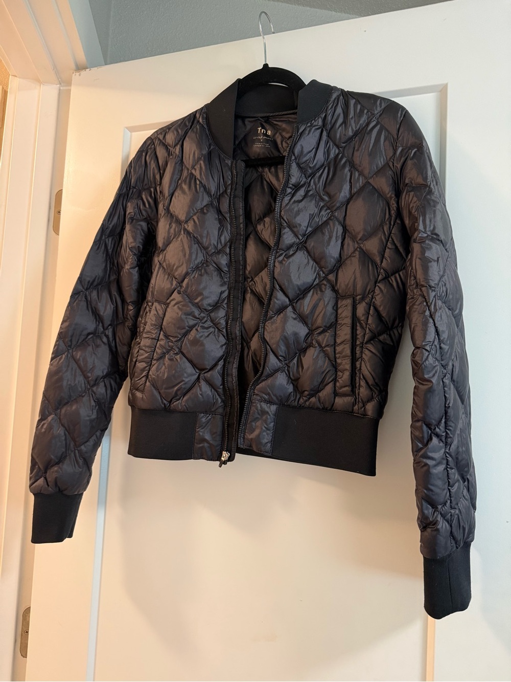 TNA Quilted Bomber Jacket in Black